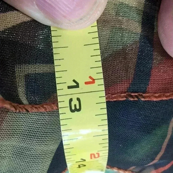 Red and Tan Geometric Pattern Squares and Rectangles 13 x 60 in - Picture 4 of 5